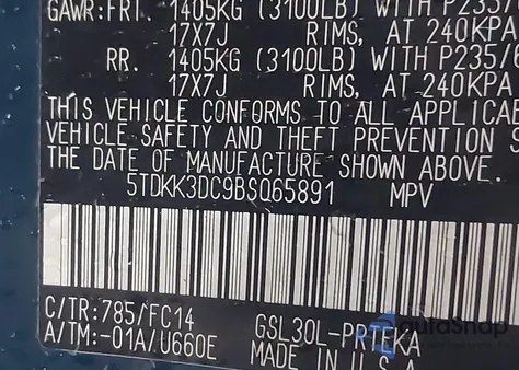 2011 Toyota Sienna Le V6 from USA, damaged, VIN 5TDKK3DC9BS065891